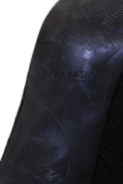 Zara Womens Side Zip Block Heel Over The Knee Boots Black Size 39