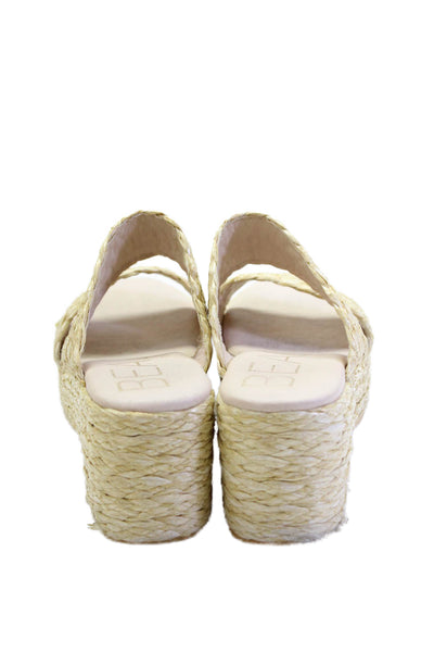 Matisse Womens Block Heel Platform Raffia Slide Sandals Beige Size 8