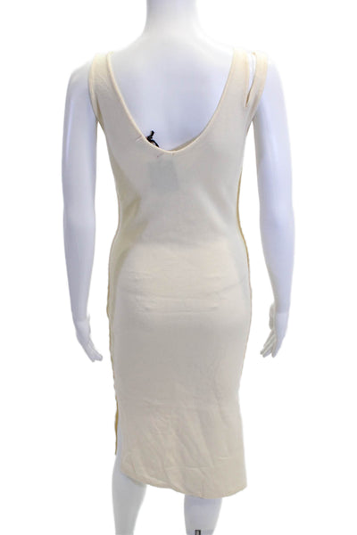 Philanthropy Women Sweater Tank Dress Beige V Neck Sleeveless Drawstring Size S