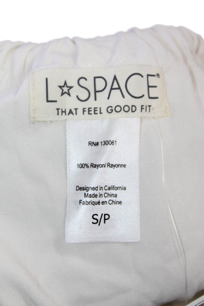 L Space Womens White V-Neck Maxi Sundress Drawstring Rayon Size S