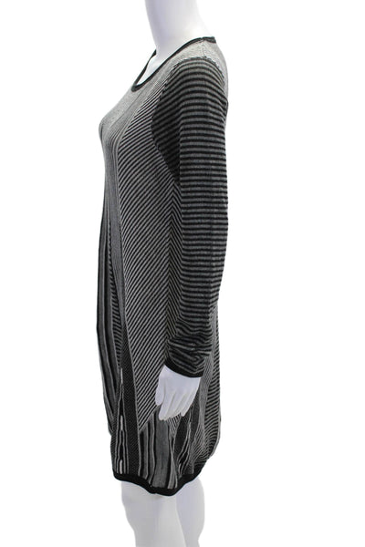prAna Women Sweater Dress Black Striped Long Sleeve Knee Length Size S
