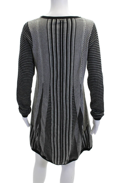 prAna Women Sweater Dress Black Striped Long Sleeve Knee Length Size S
