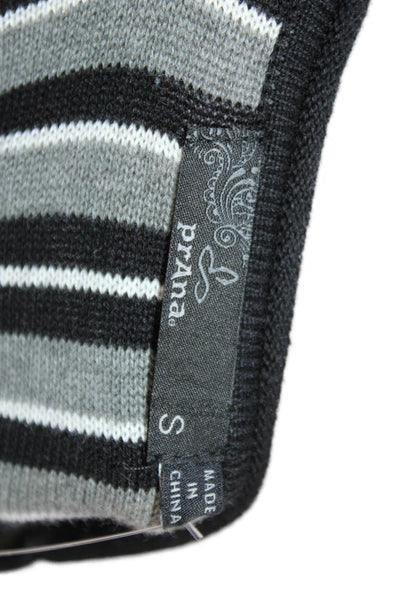 prAna Women Sweater Dress Black Striped Long Sleeve Knee Length Size S