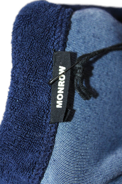 Monrow Women Dark Blue Cotton Short Sleeve Jumpsuit Romper Round Neck Size S
