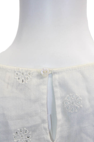 DRA Womens Bohemian Floral Cotton Round Neck Cap Sleeve Button Blouse Size S