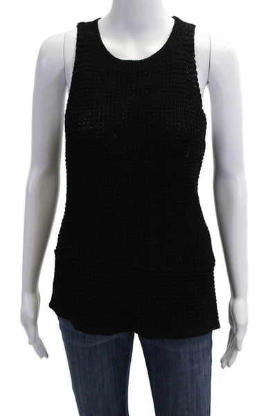 One Grey Day Womens Basic Black Mercerized Cotton Tank Crew Neck Size S