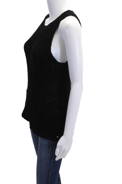 One Grey Day Womens Basic Black Mercerized Cotton Tank Crew Neck Size S
