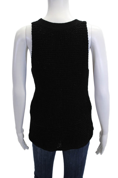 One Grey Day Womens Basic Black Mercerized Cotton Tank Crew Neck Size S