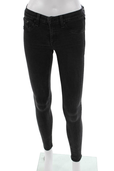 Rag & Bone Women Ankle Skinny Black Jeans Mid Rise Button Size 26