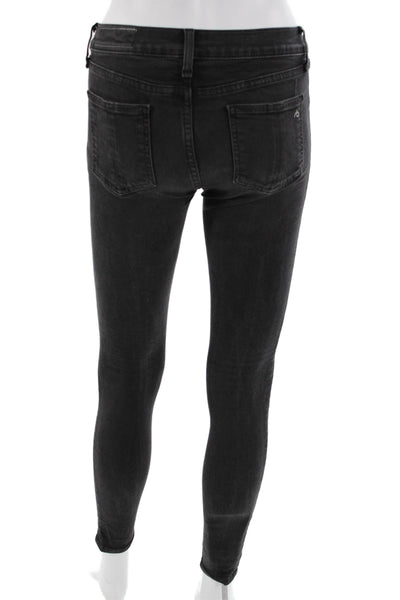 Rag & Bone Women Ankle Skinny Black Jeans Mid Rise Button Size 26