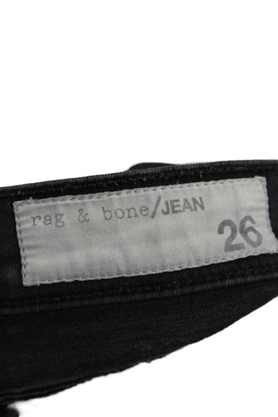 Rag & Bone Women Ankle Skinny Black Jeans Mid Rise Button Size 26