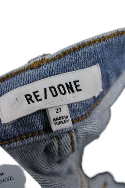 Re/Done Womens Boyfriend Cropped Jeans Light Blue Mid Rise Button Size 27
