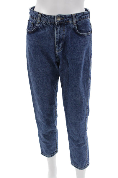 Subdued Womens Boyfriend Cropped Dark Blue Cotton Mid Rise Jeans Size 27