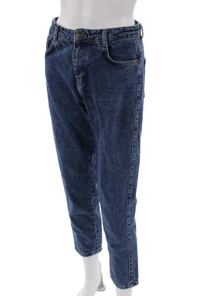 Subdued Womens Boyfriend Cropped Dark Blue Cotton Mid Rise Jeans Size 27