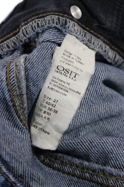 Subdued Womens Boyfriend Cropped Dark Blue Cotton Mid Rise Jeans Size 27