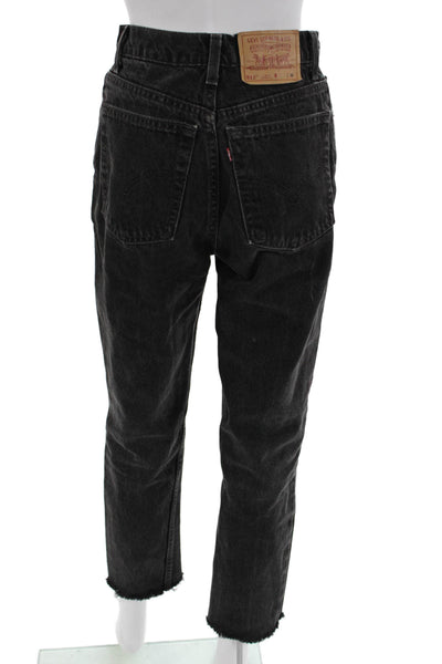 Levis Unisex Cropped Tapered Black Jeans Button Mid Rise 100% Cotton Size 29
