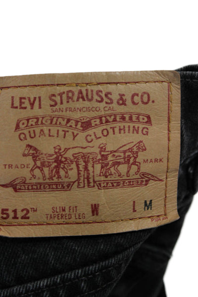 Levis Unisex Cropped Tapered Black Jeans Button Mid Rise 100% Cotton Size 29