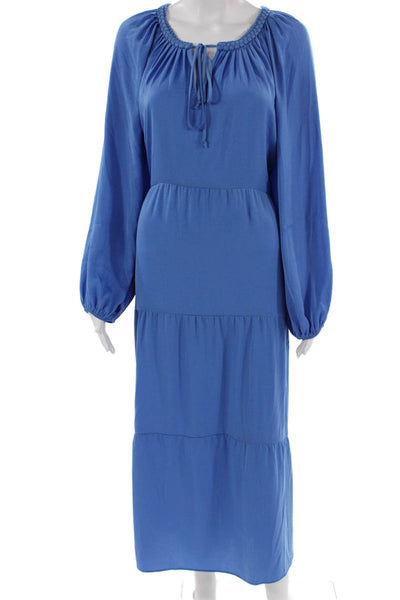 Kobi Halperin Women Blue Kaftan Dress Long Sleeve Knee Length Size 2XL