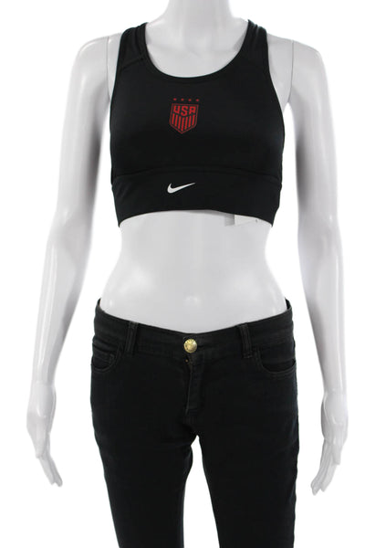 Nike Womens Racerback Stretch Athletic Sports Bra Black Size S