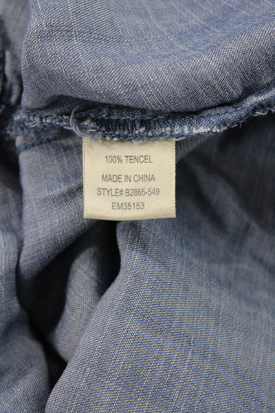 Bella Dahl Womens Button Up Tunic Blouse Long Sleeve Blue Tencel Size XS