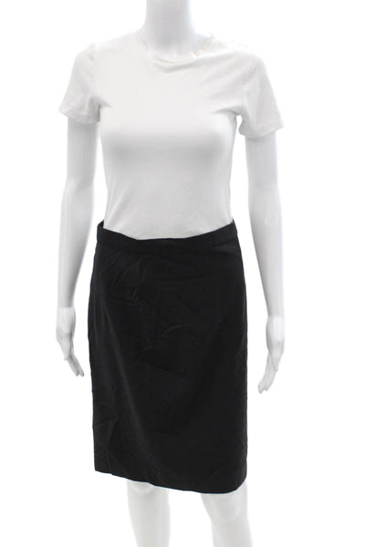Theory Womens Black Wool Straight Pencil Skirt Size 6