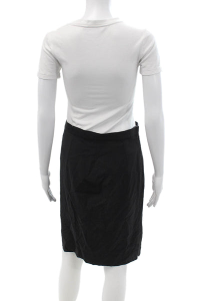 Theory Womens Black Wool Straight Pencil Skirt Size 6
