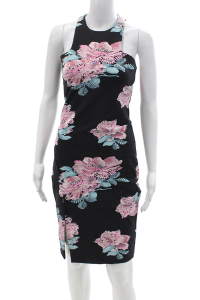 Elizabeth & James Women Bodycon Sheath Dress Black High Neck Sleeveless Size 6