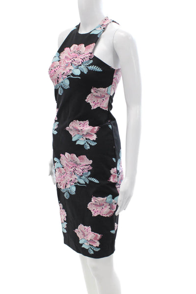 Elizabeth & James Women Bodycon Sheath Dress Black High Neck Sleeveless Size 6