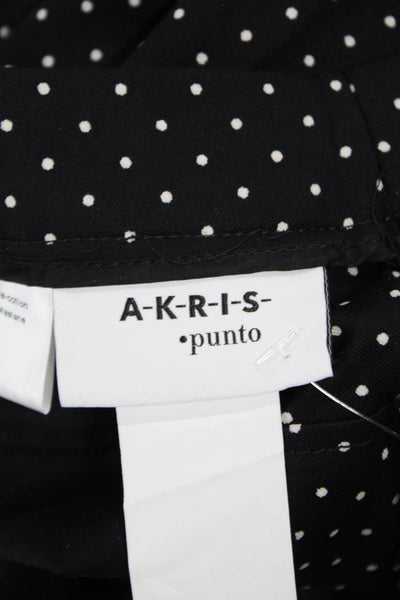 Akris Punto Womens Ankle Dress Pants Black Polka Dot Size 8