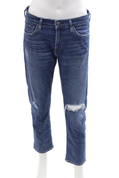 Citizens of Humanity Women Boyfriend Cropped Jeans Dark Blue High Rise Size 28