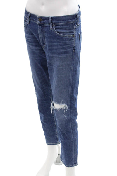 Citizens of Humanity Women Boyfriend Cropped Jeans Dark Blue High Rise Size 28