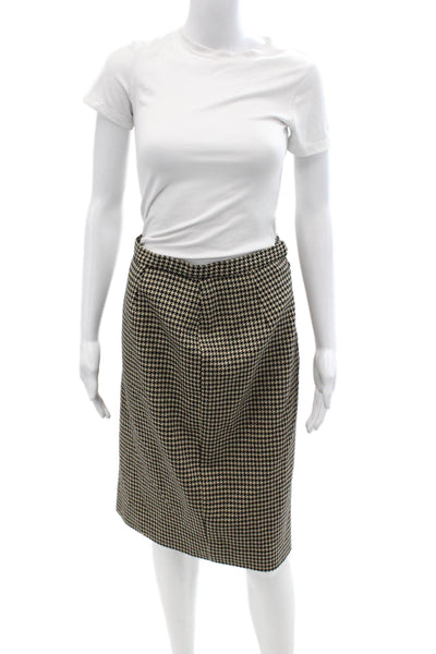 Michael Kors Womens Beige Check Straight Pencil Skirt 50% Cashmere Wool Size 10