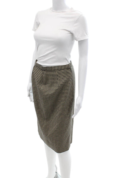 Michael Kors Womens Beige Check Straight Pencil Skirt 50% Cashmere Wool Size 10