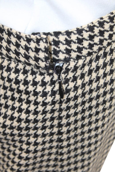 Michael Kors Womens Beige Check Straight Pencil Skirt 50% Cashmere Wool Size 10