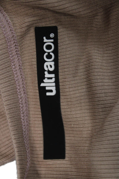 Ultracor Women Cropped Tank Beige High Neck Sleeveless Button Size M