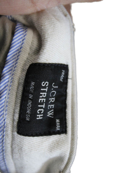 J Crew Mens Cropped Chinos Khaki Button Cotton Elastane Size 33