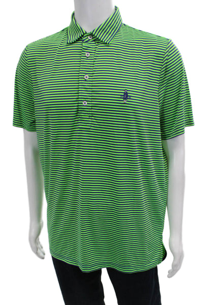RLX Ralph Lauren Mens Striped Collared Short Sleeve Polo Shirt Green Size M