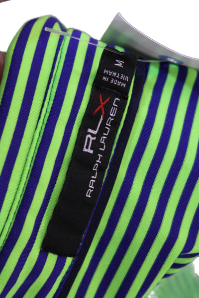 RLX Ralph Lauren Mens Striped Collared Short Sleeve Polo Shirt Green Size M