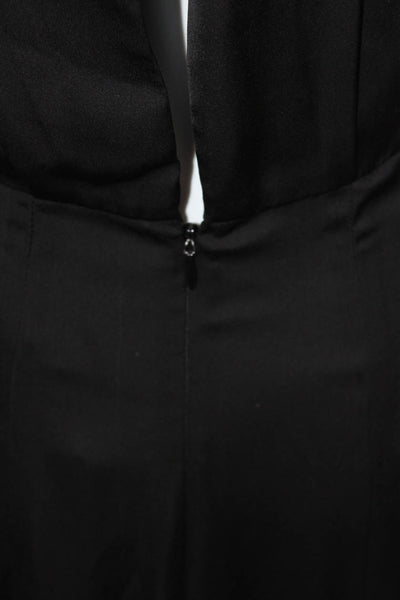 L Agence Womens High Neck Sleeveless Maxi Dress Black Poly Hook & Eye Size M