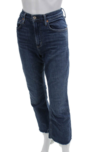 Citizens of Humanity Women Cropped Straight Jeans Dark Blue Mid Rise Size 26