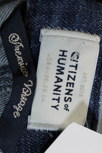 Citizens of Humanity Women Cropped Straight Jeans Dark Blue Mid Rise Size 26