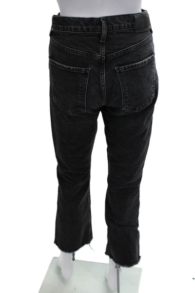Citizens of Humanity Women Cropped Mom Jeans Black Mid Rise Button Size 26
