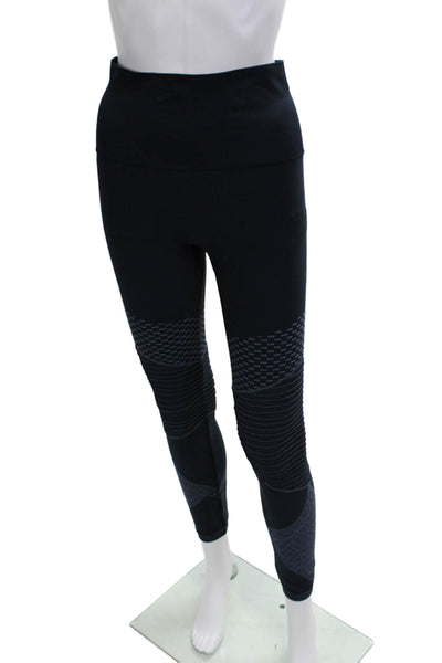 Spanx Womens Ankle Jeggings Biker Black Geometric Nylon Size L