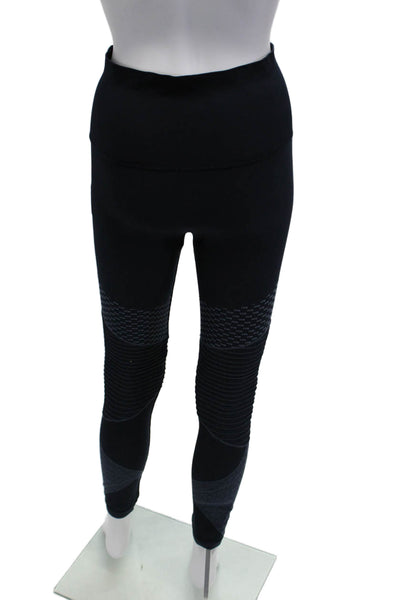 Spanx Womens Ankle Jeggings Biker Black Geometric Nylon Size L