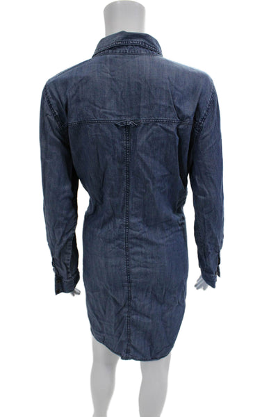 The Fisher Project Womens Dark Blue Collared Shirt Dress Long Sleeve Size L