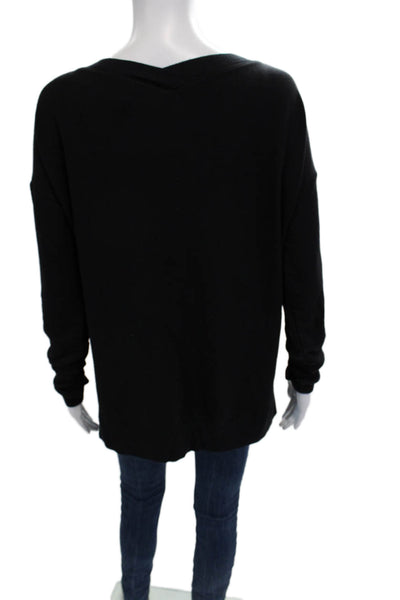 Athleta Women Pullover Sweatshirt Black V-Neck Long Sleeve Polyester Size S
