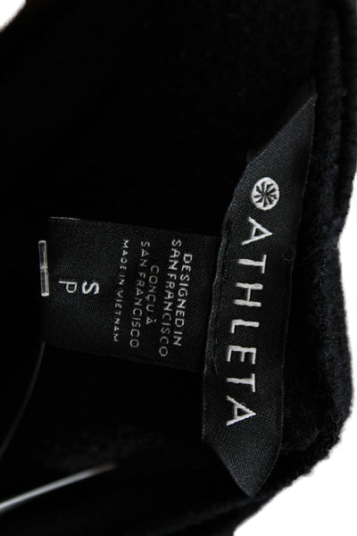 Athleta Women Pullover Sweatshirt Black V-Neck Long Sleeve Polyester Size S