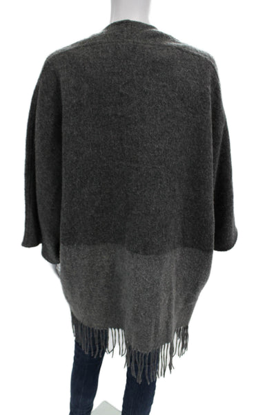 BASLER Womens Dark Gray Wool V Neck Coatigan 3/4 Sleeve Bohemian Size 34