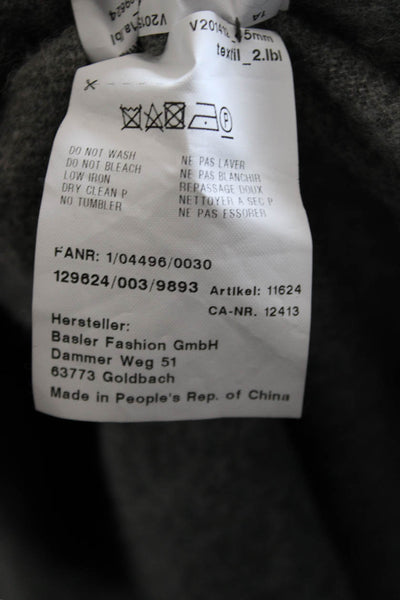 BASLER Womens Dark Gray Wool V Neck Coatigan 3/4 Sleeve Bohemian Size 34
