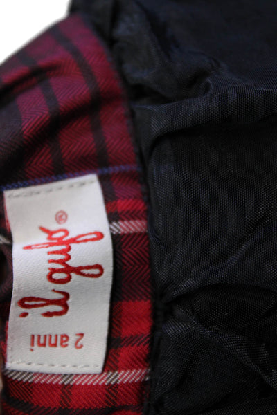 Il Gufo Girls Back Zip Plaid A Line Skirt Navy Red White Size 2